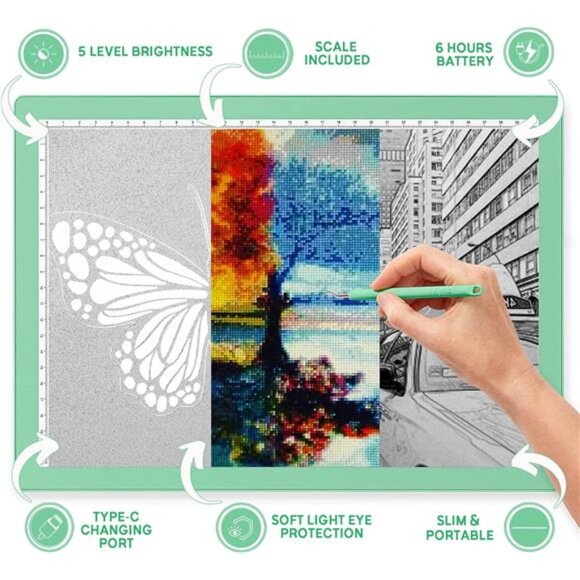 Rechargeable A4Light Pad for Tracing & Weeding-LED Light Board for Weeding Vinyl - Picture 3 of 7